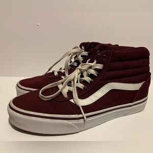 Vans Maroon sk8 High-Top Sneakers with White Trim
